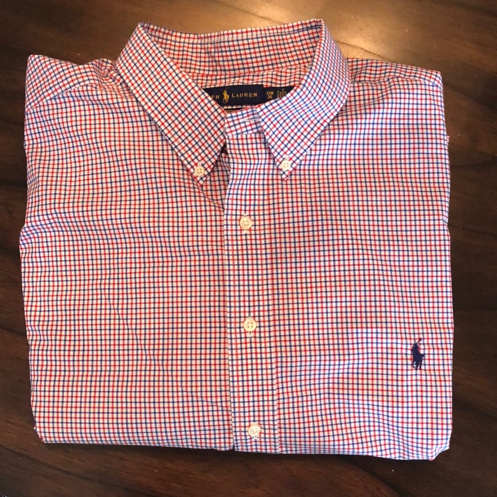 🏇Ralph Lauren Classic Stretch Cotton oxford style blue embroidered logo shirt